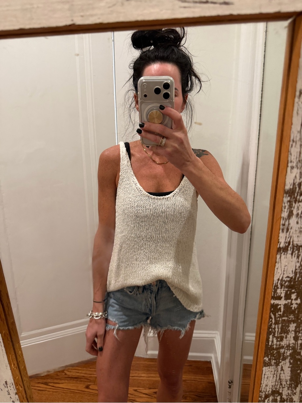 aerie Cream Knit Tank - Relaxed A-Line Summer Top